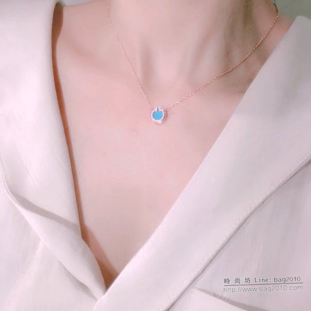 Tiffany純銀飾品 蒂芙尼女士專櫃爆款圓圈雙T黑瑪瑙白貝綠松石項鏈 Tiffany純銀鎖骨鏈  zgt1752